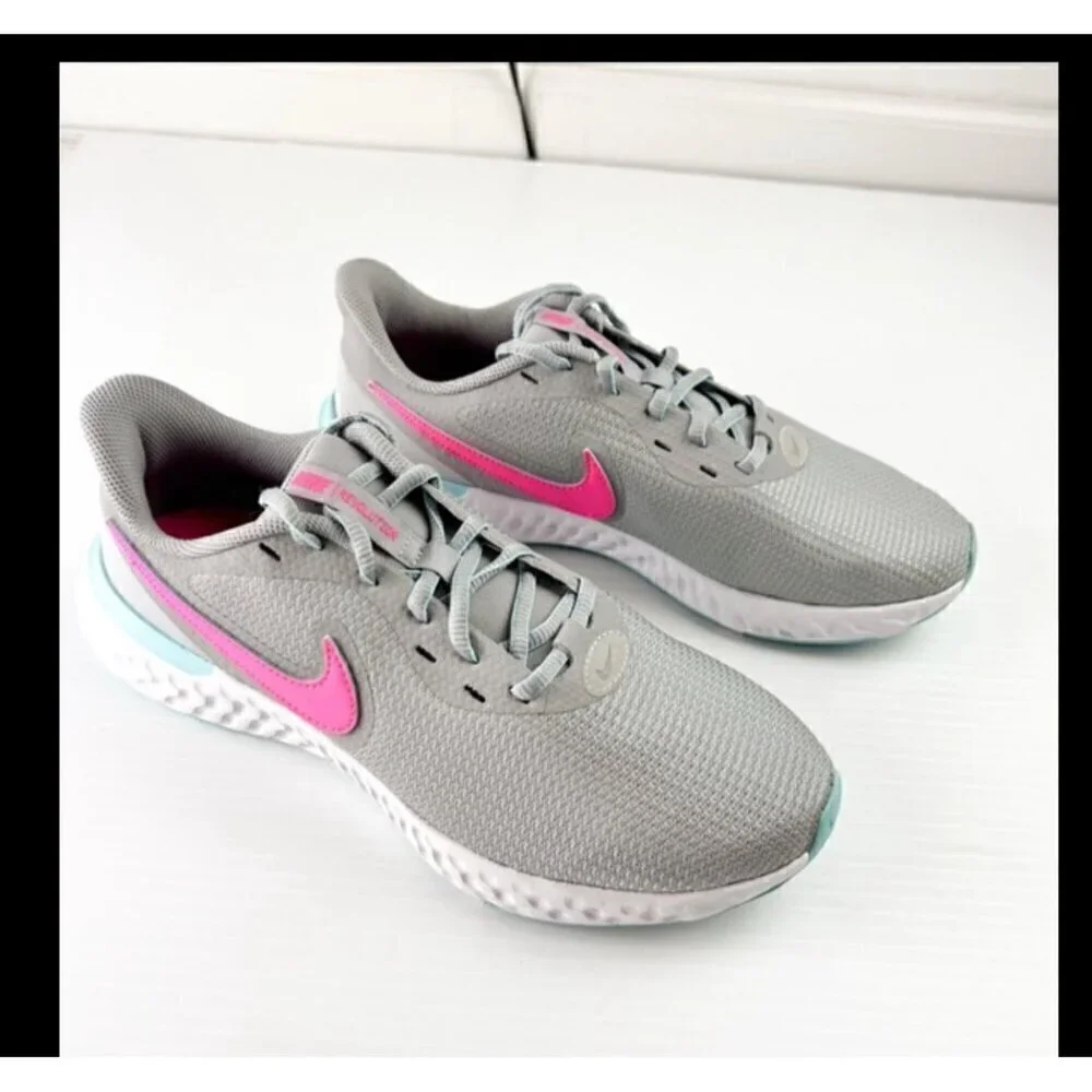 Nike Womens size 9.5 Revolution 5 Gray Pink Running Shoes Size Activewear